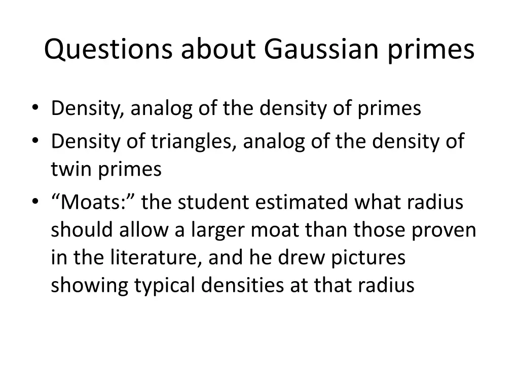 questions about gaussian primes