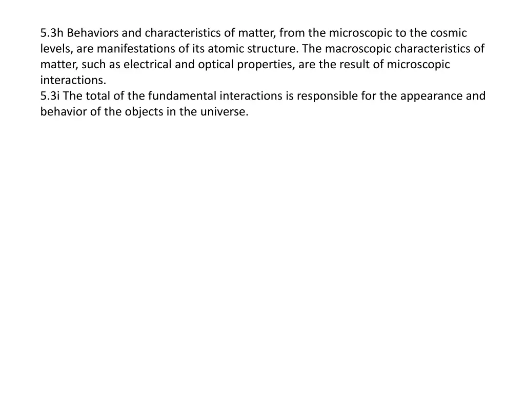 5 3h behaviors and characteristics of matter from