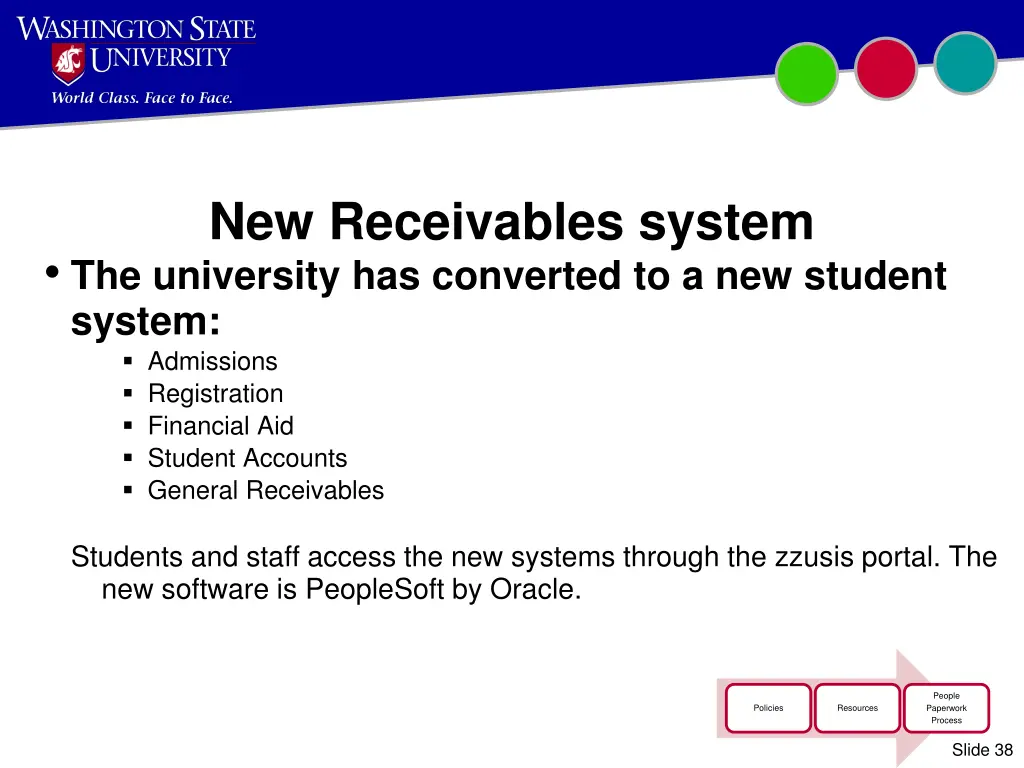 new receivables system the university