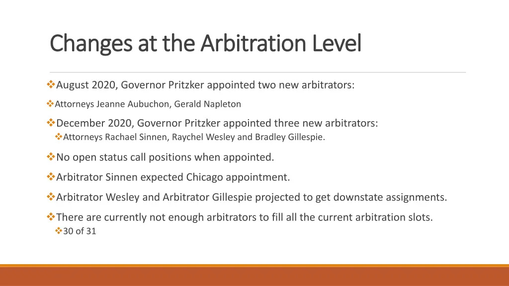 changes at the arbitration level changes 1