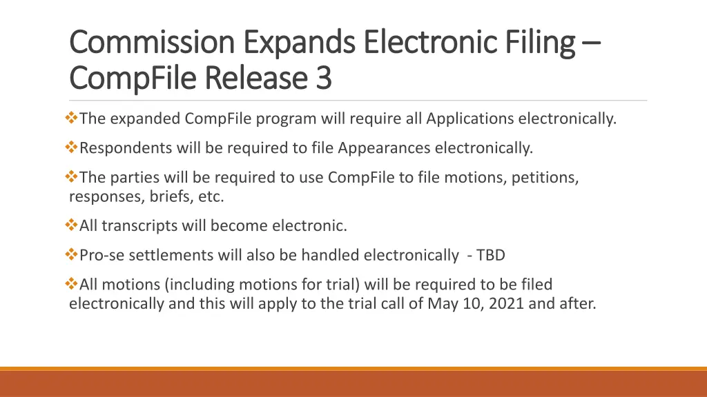 commission expands electronic filing commission 1