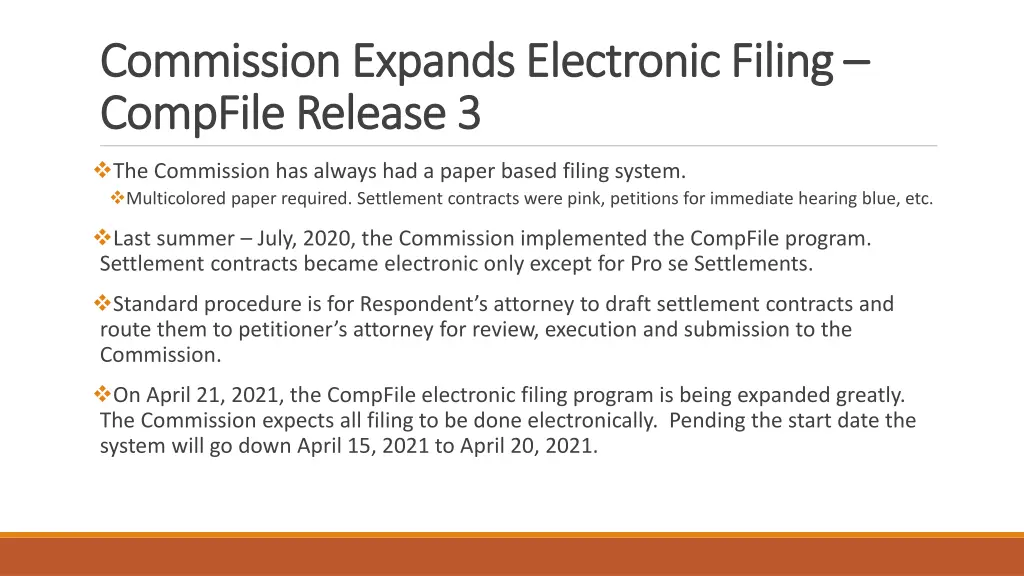 commission expands electronic filing commission