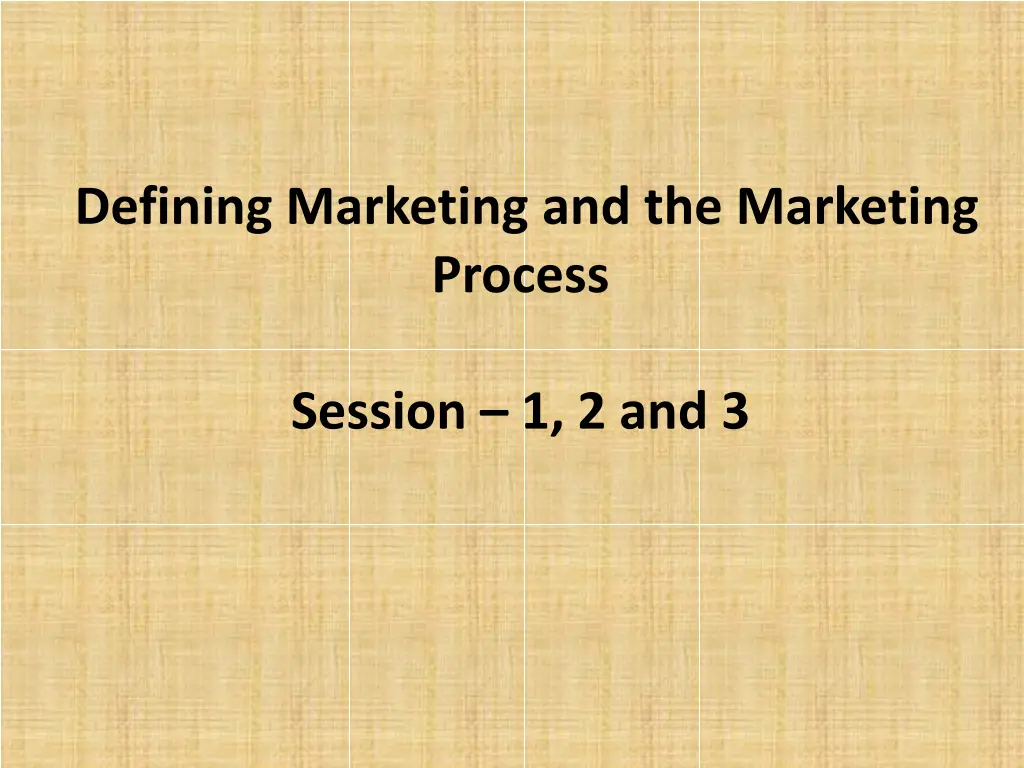 defining marketing and the marketing process