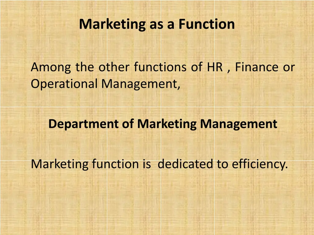 marketing as a function
