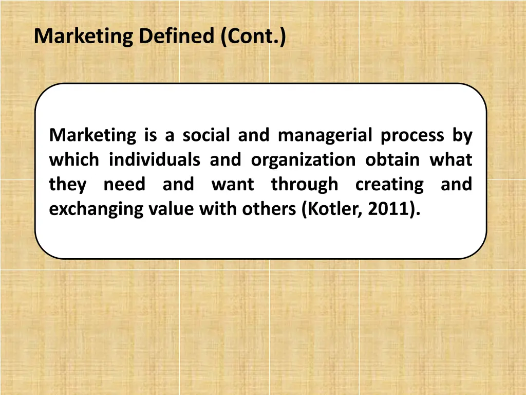 marketing defined cont
