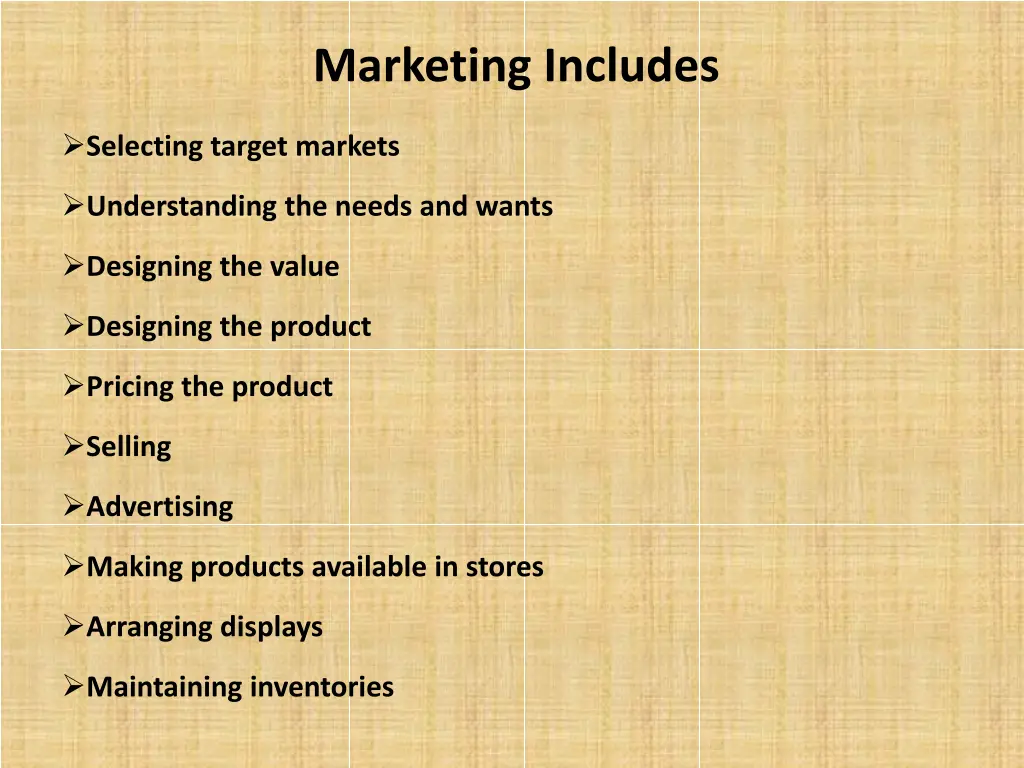 marketing includes