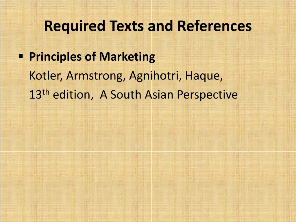 required texts and references