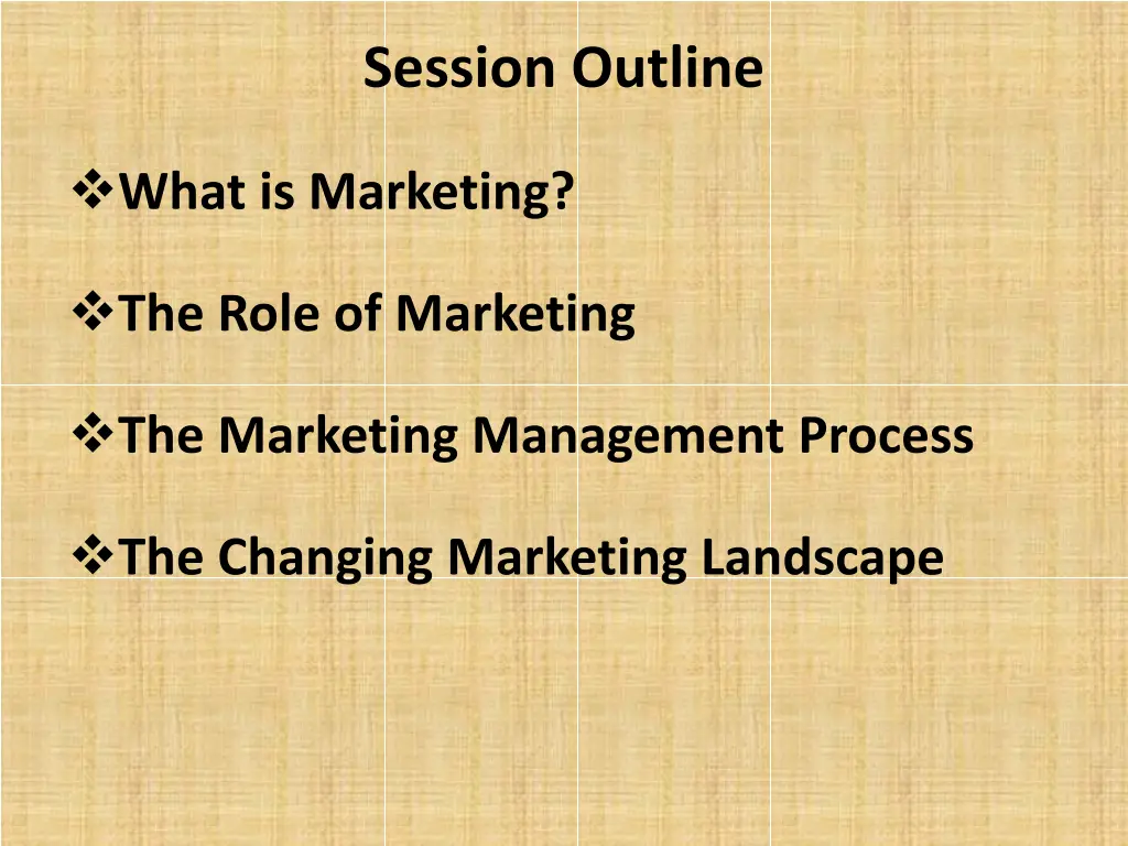 session outline