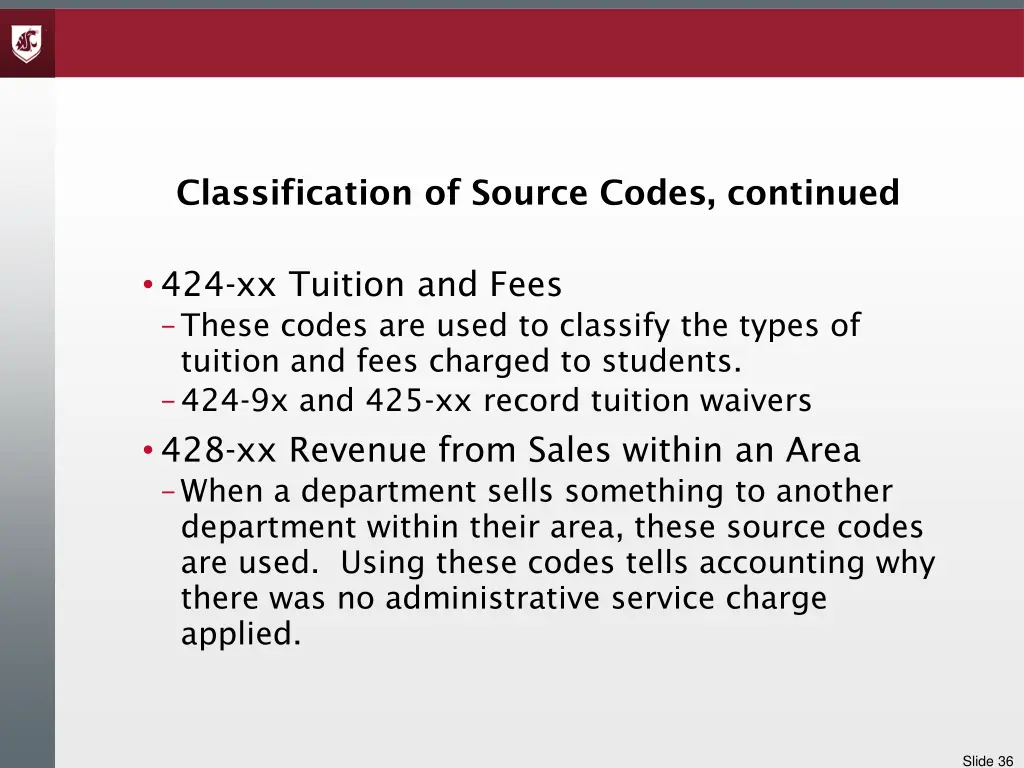 classification of source codes continued