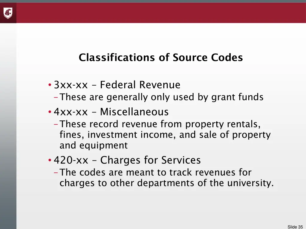 classifications of source codes