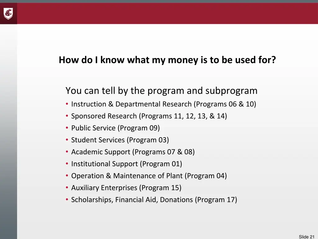 how do i know what my money is to be used for