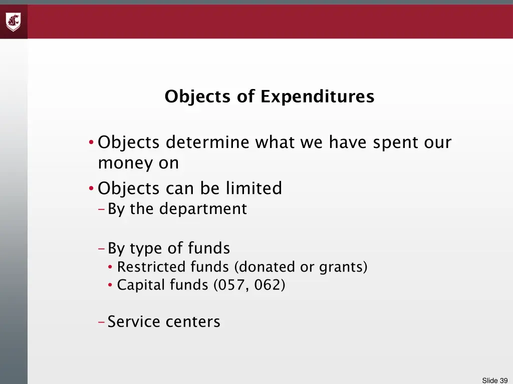 objects of expenditures