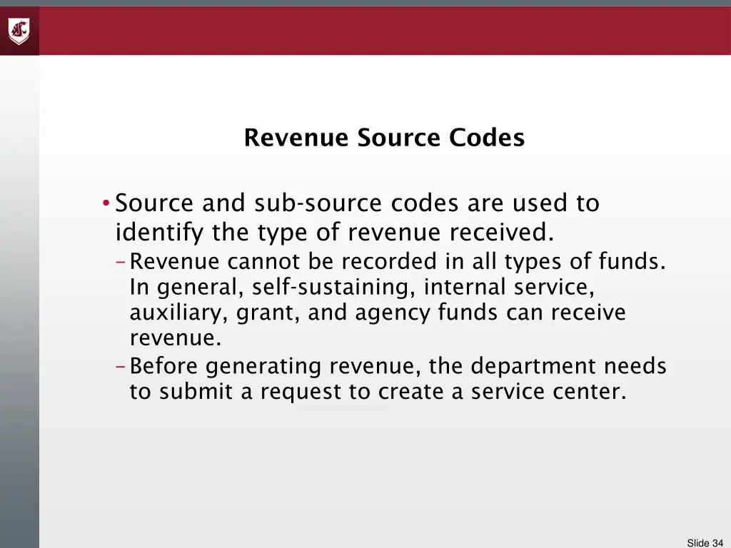 revenue source codes