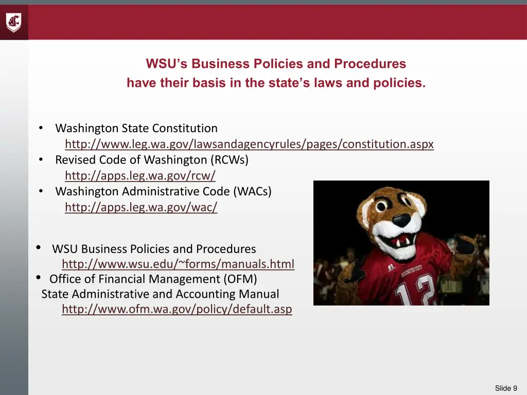 wsu s business policies and procedures have their