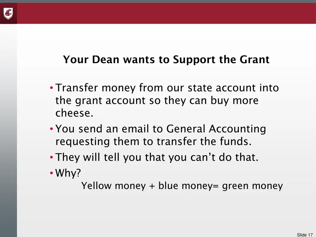 your dean wants to support the grant