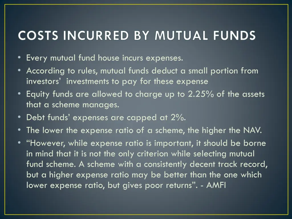 costs incurred by mutual funds