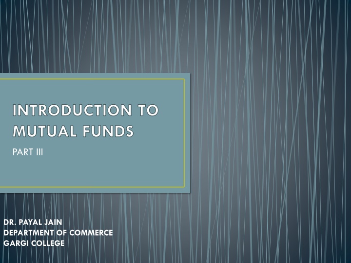introduction to mutual funds part iii