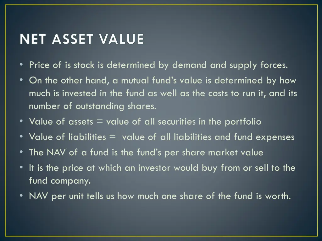net asset value