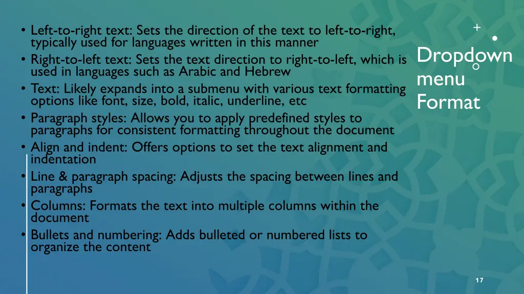 left to right text sets the direction of the text