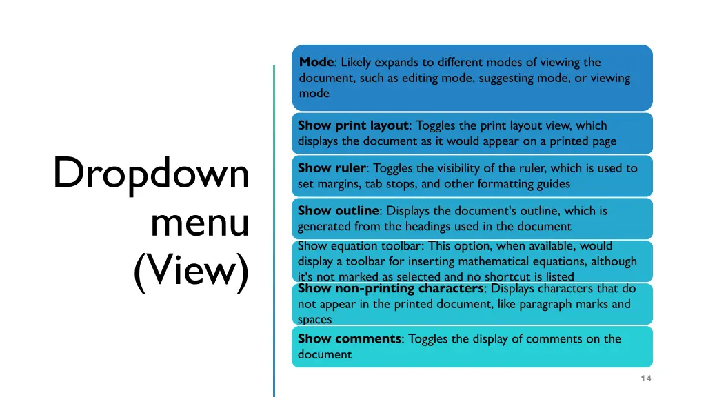 mode likely expands to different modes of viewing