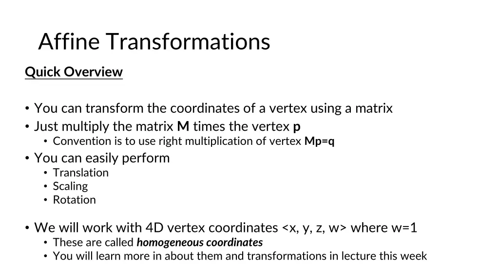 affine transformations