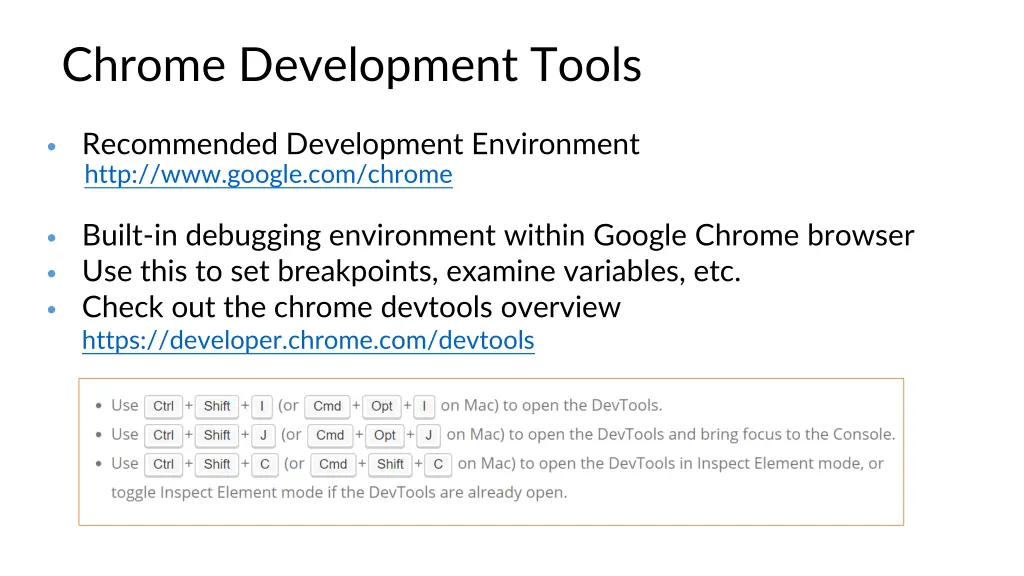chrome development tools