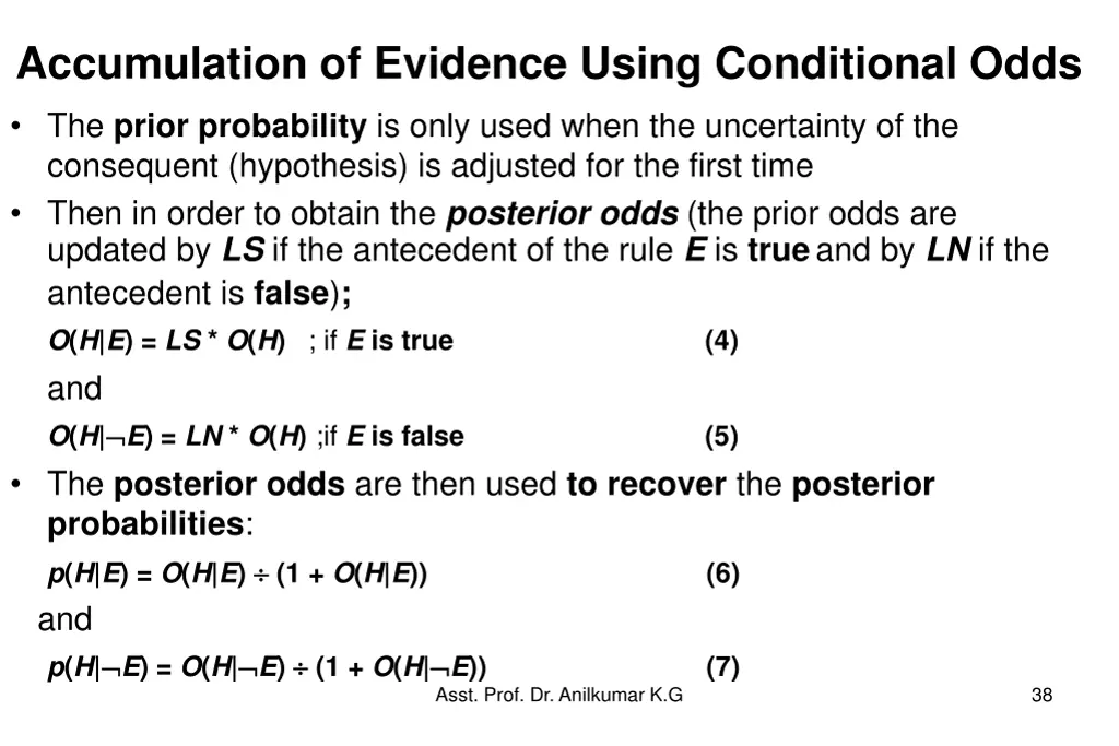 accumulation of evidence using conditional odds 3
