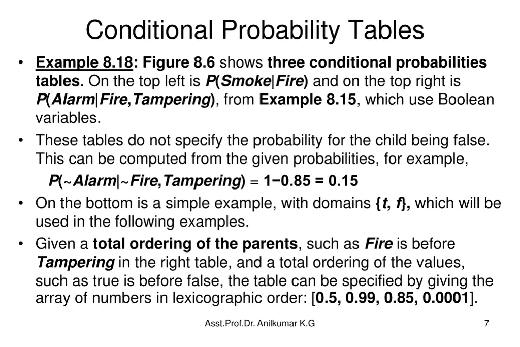 conditional probability tables 2