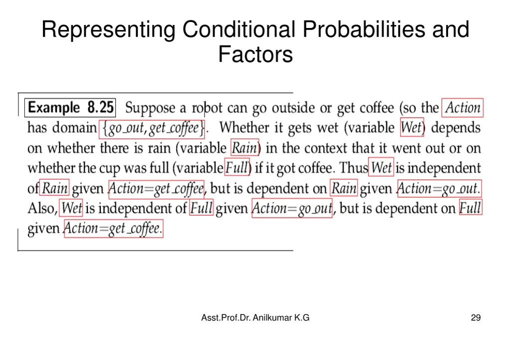 representing conditional probabilities and factors 2