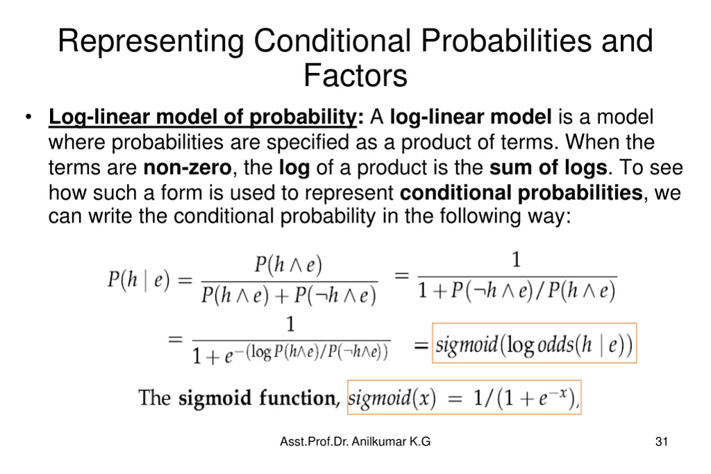 representing conditional probabilities and factors 4