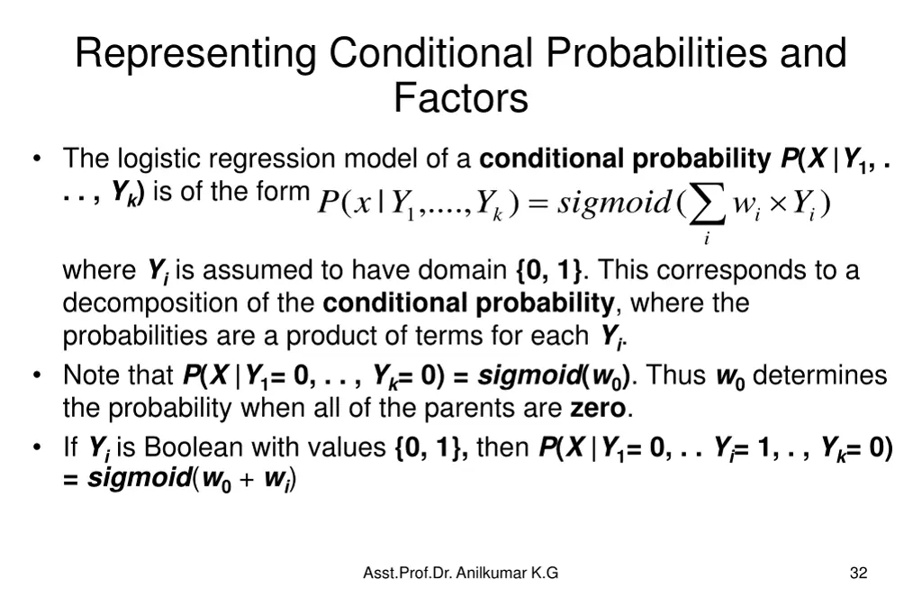 representing conditional probabilities and factors 5