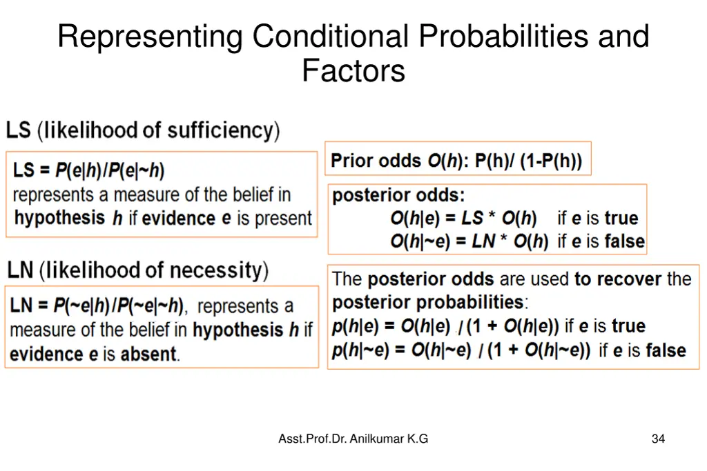 representing conditional probabilities and factors 7