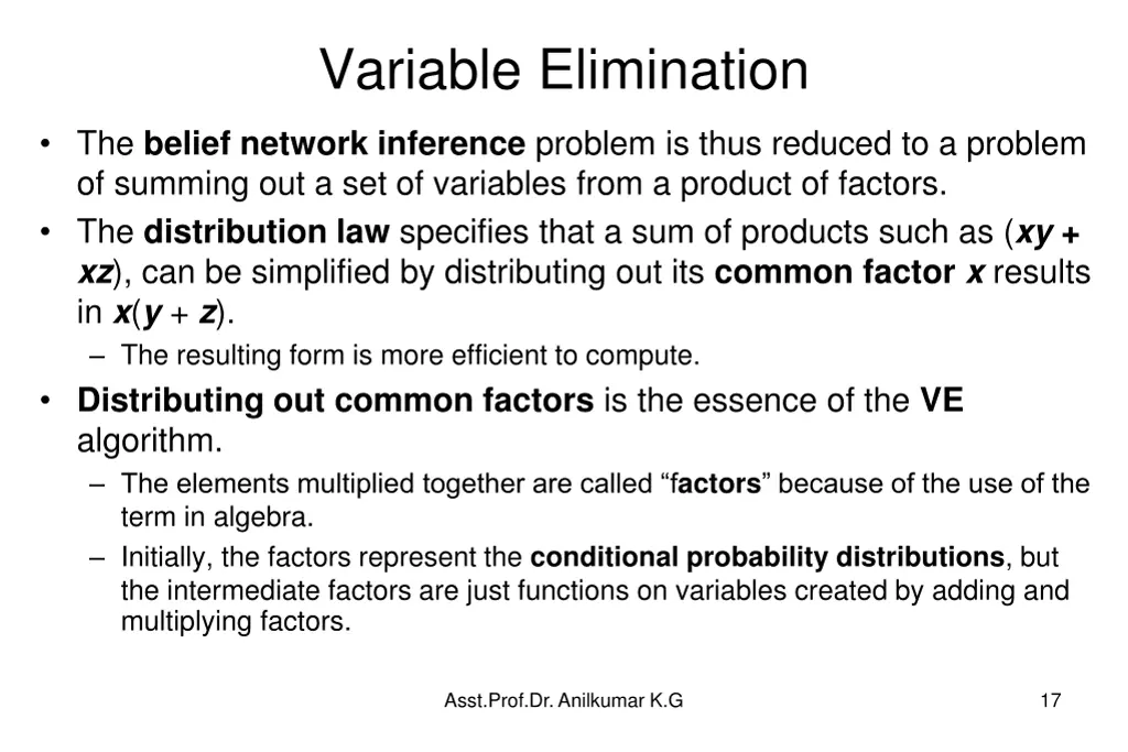 variable elimination 1