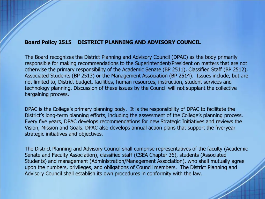 board policy 2515