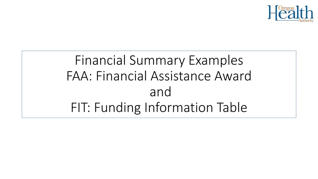 financial summary examples faa financial