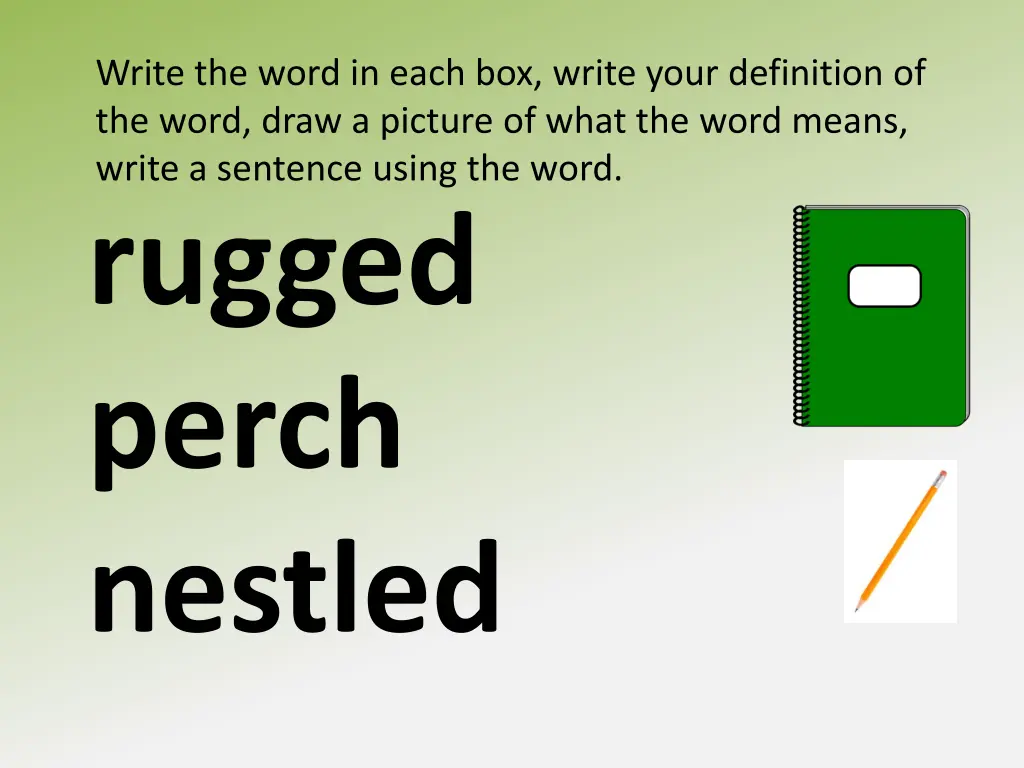 write the word in each box write your definition