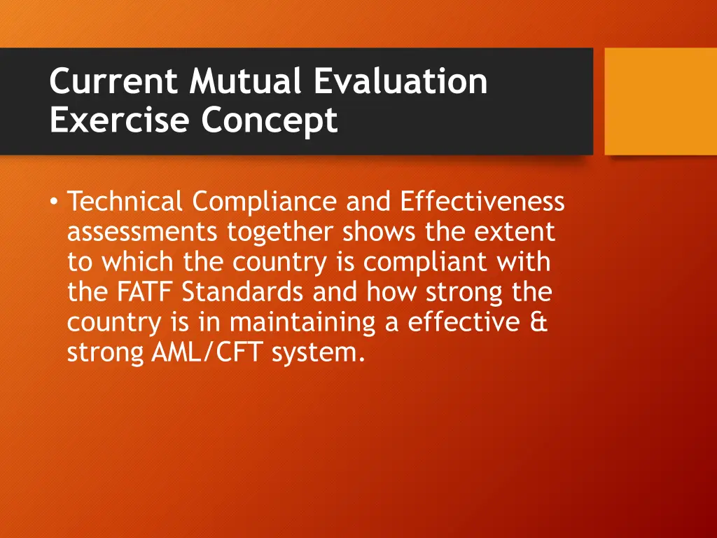 current mutual evaluation exercise concept 1