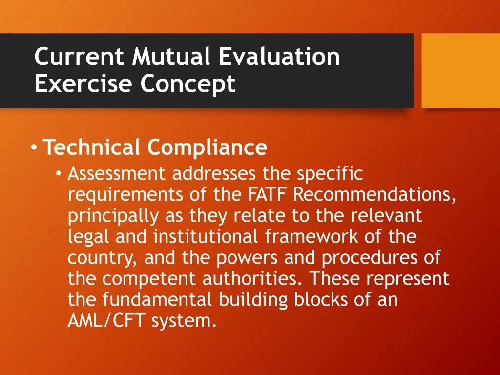 current mutual evaluation exercise concept