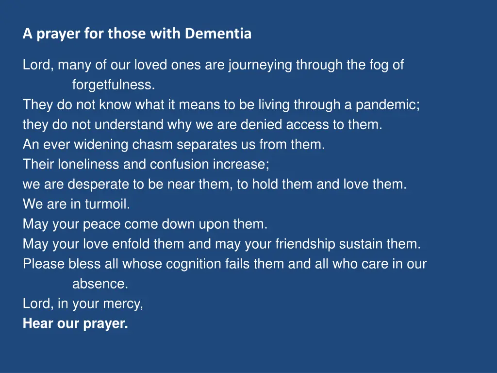 a prayer for those with dementia