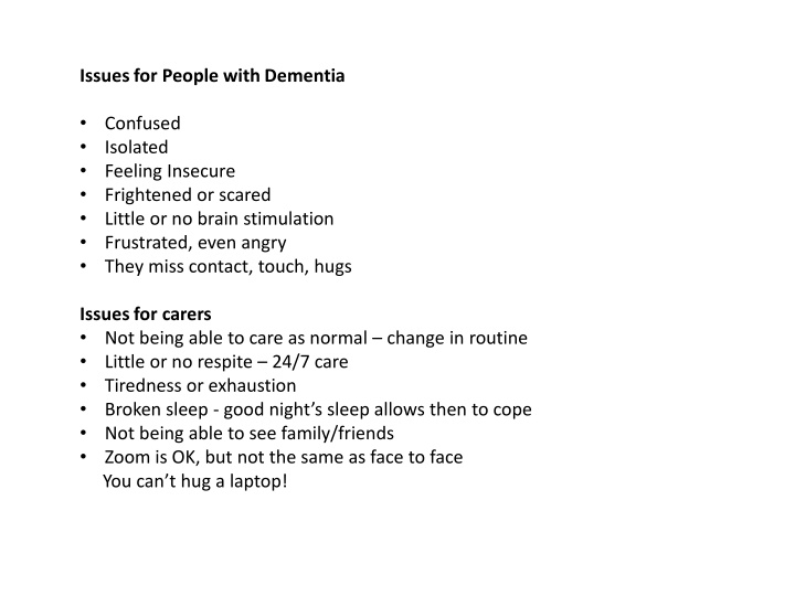 issues for people with dementia