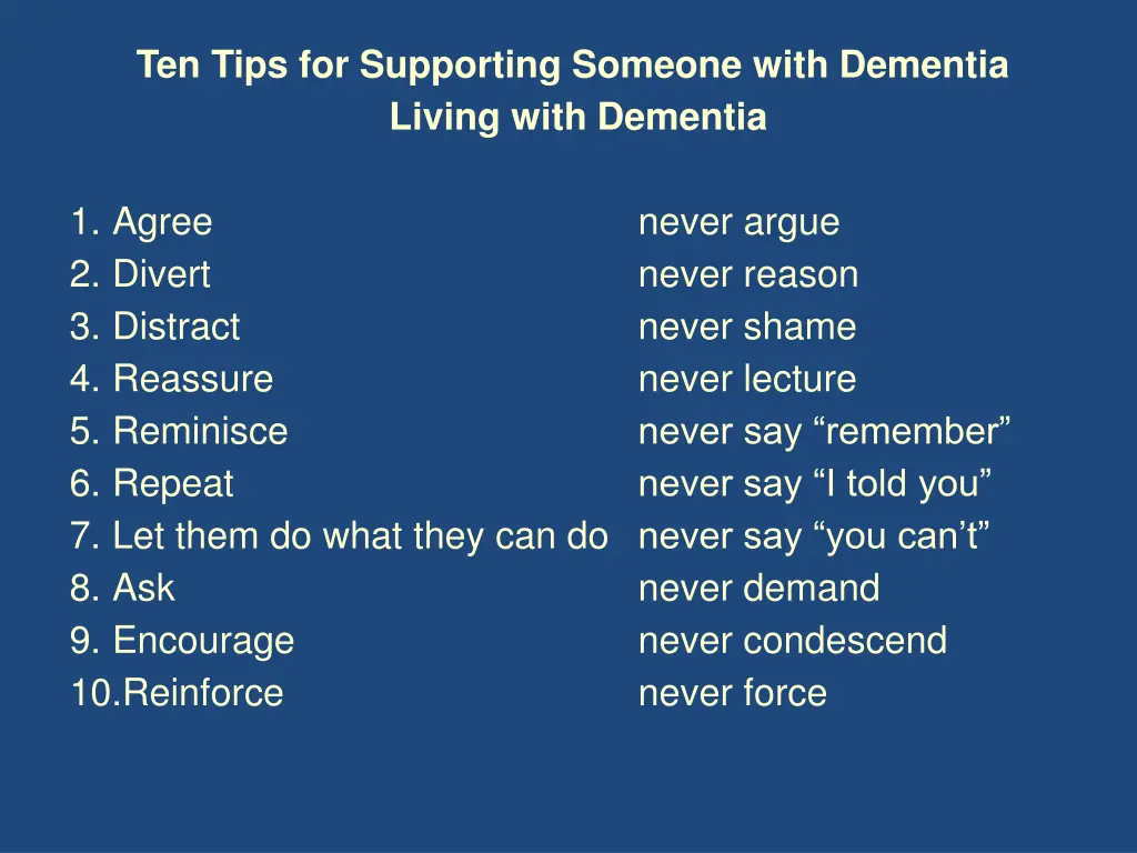 ten tips for supporting someone with dementia