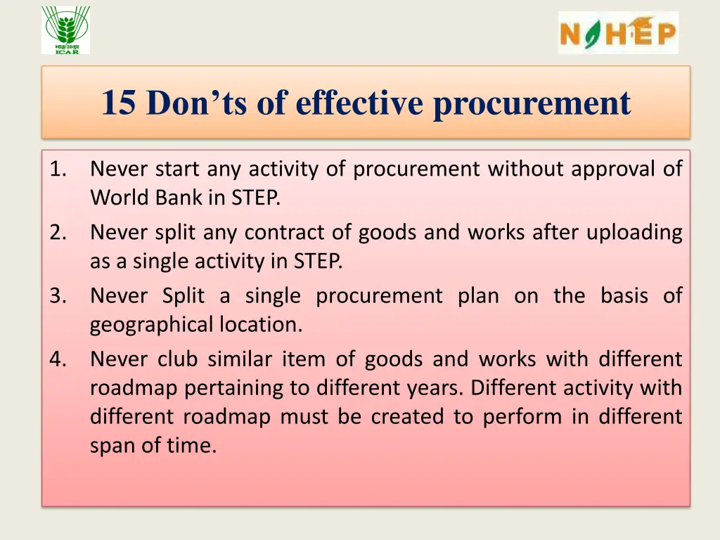 15 don ts of effective procurement