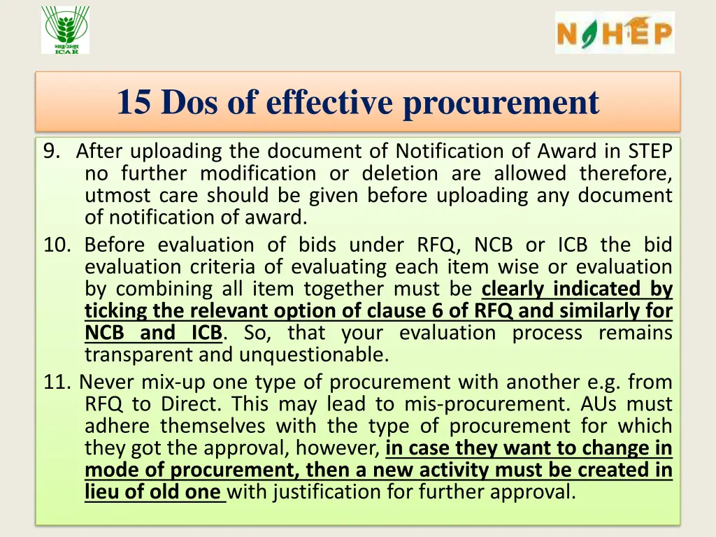 15 dos of effective procurement 2