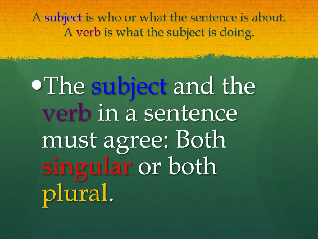a subject is who or what the sentence is about