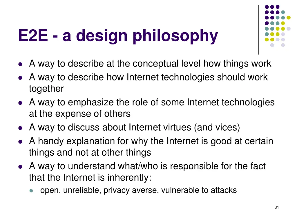 e2e a design philosophy