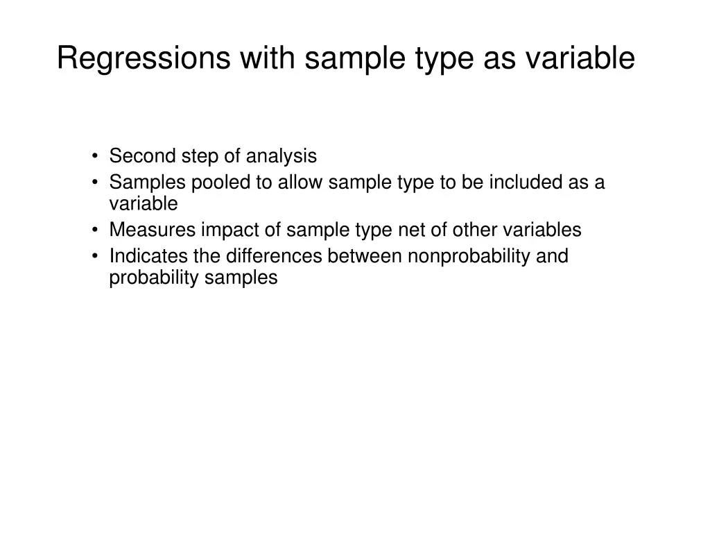 regressions with sample type as variable