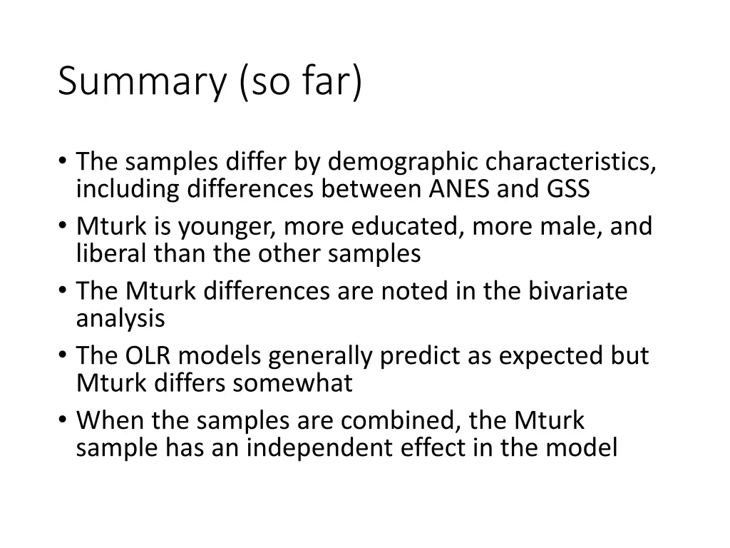 summary so far