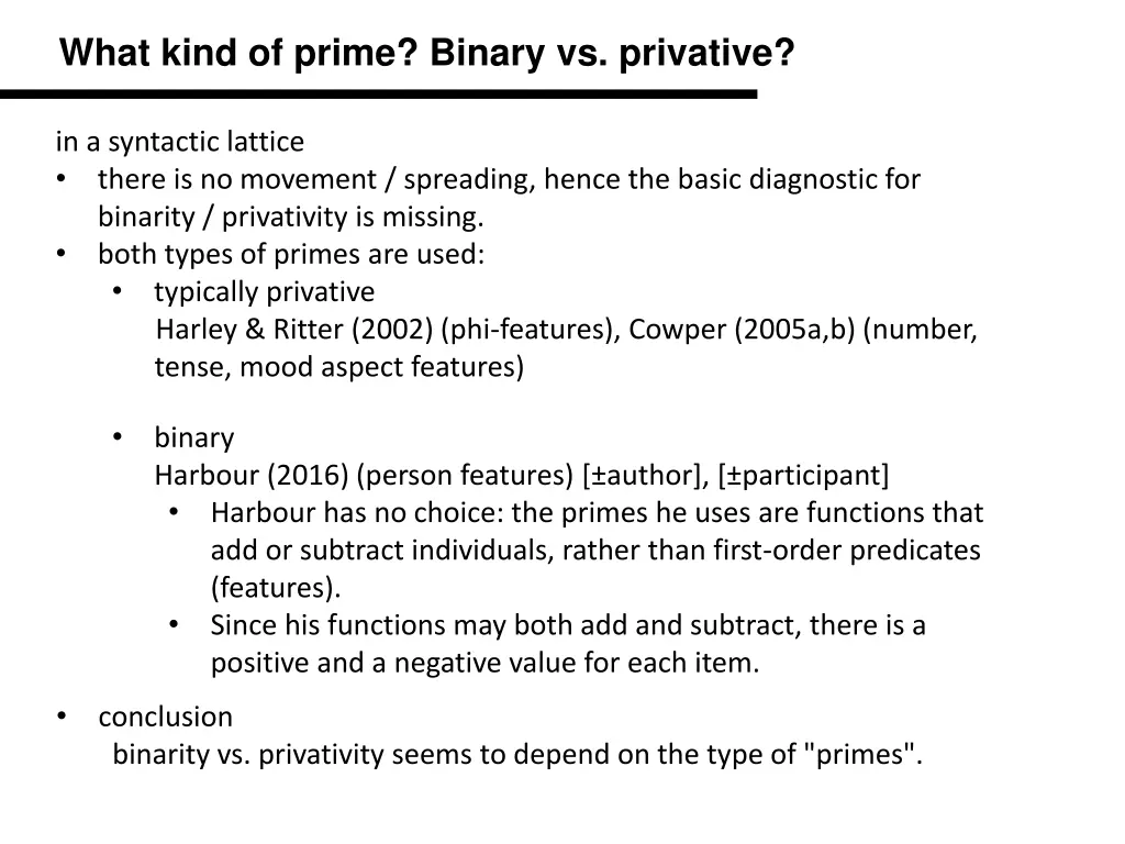 what kind of prime binary vs privative 2