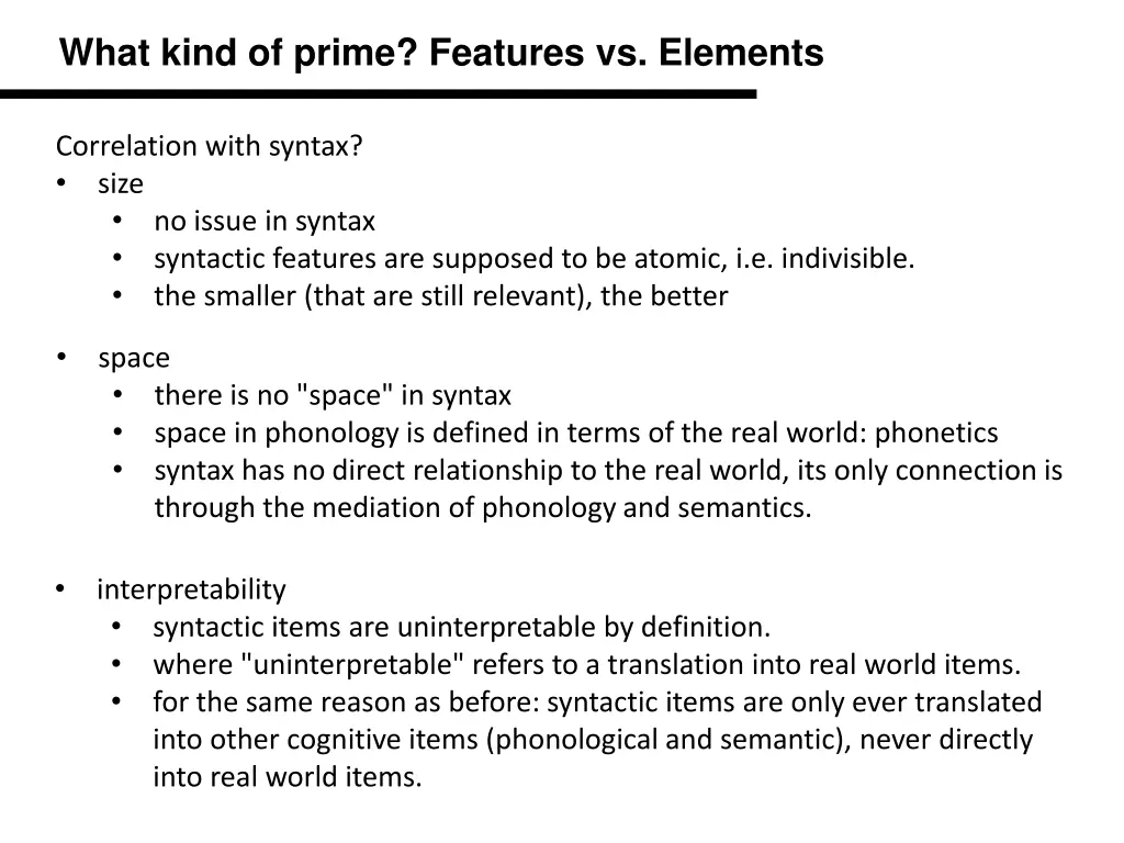 what kind of prime features vs elements 2