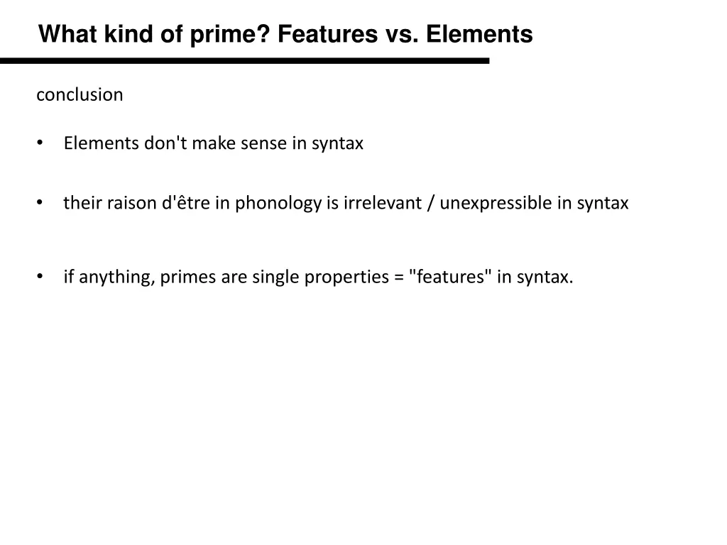 what kind of prime features vs elements 3